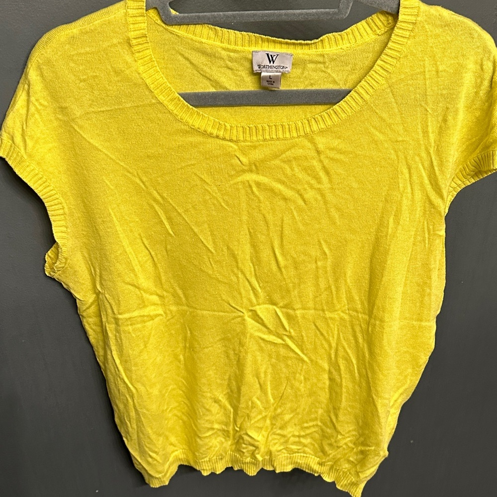 Worthington Bright Yellow Short Sleeve Top